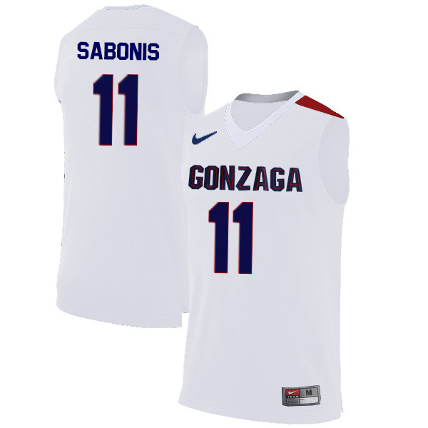 Men #11 Domantas Sabonis Gonzaga Bulldogs College Basketball Jerseys-White